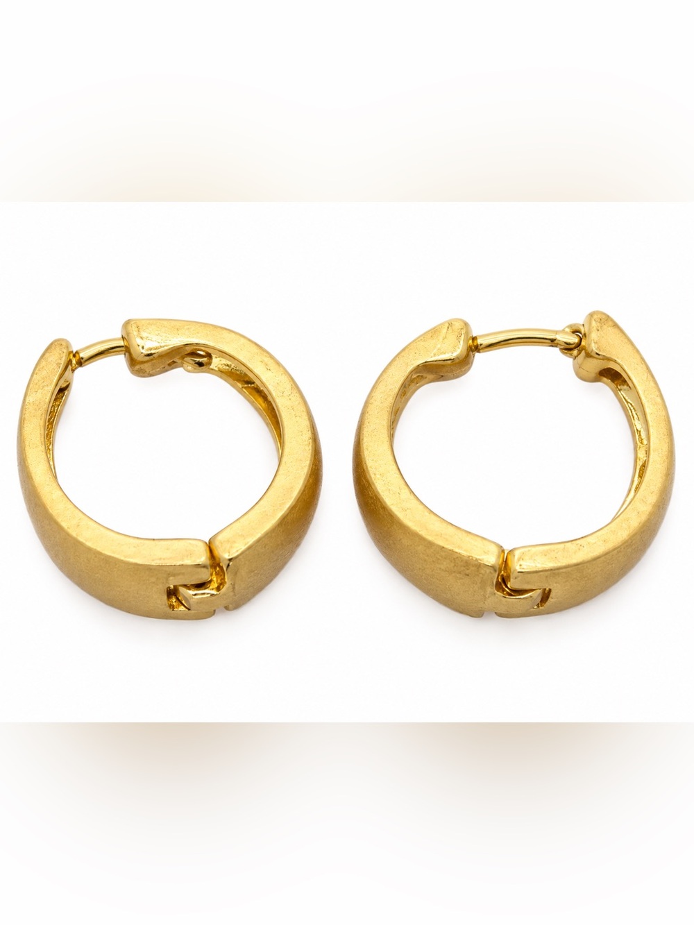 Gold Tone Chunky Huggie Hoop Earrings Wide Modern Minimalist